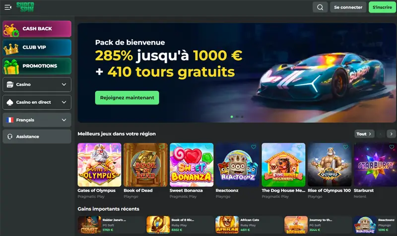 lobby du casino superspin